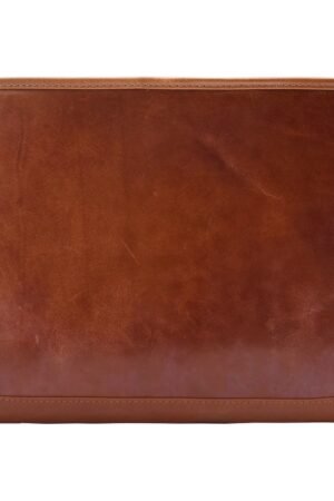 Real Leather Portfolio Ring Binder Case Muker Cognac