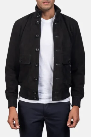 Eaton Black Suede Bomber Jacket
