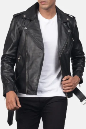 Allaric Alley Black Leather Biker Jacket