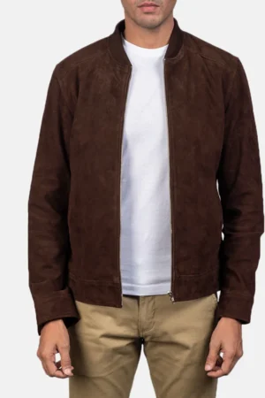 Blain Mocha Suede Bomber Jacket
