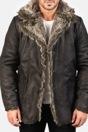 Furlong Black Leather Coat