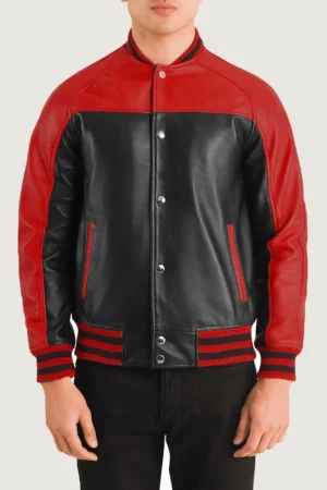 Terrance Black & Red Leather Varsity Jacket