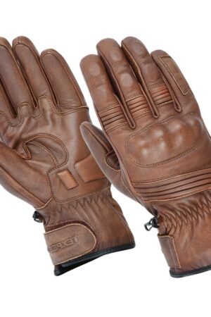 Motorcycle Leather Gloves With CE Armour Protection Brown