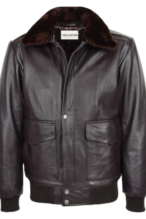Mens G1 leather bomber jacket Aviator Style Jarrod Brown