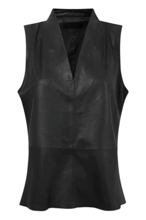 Tirsa Women’s Leather Top in silky soft leather Nero Black