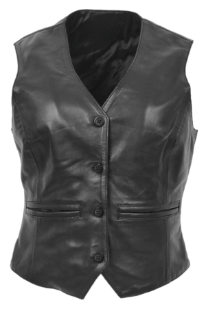 Womens Leather Classic Buttoned Waistcoat