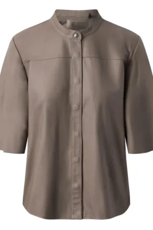 Soft Quality Women’s Nero Leather Shirt Mud Grey